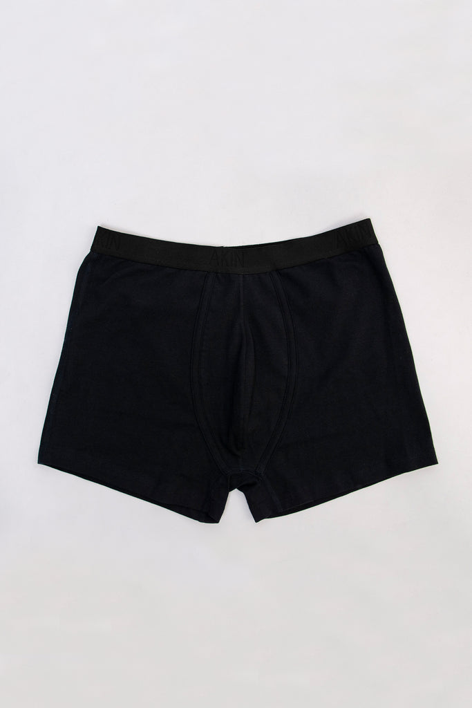 Akin Essentials Sustainable and eco-friendly men's underwear and briefs made of 100% organic cotton available in UK in Black, comes with eco-friendly compostable and recyclable packaging, plastic free 